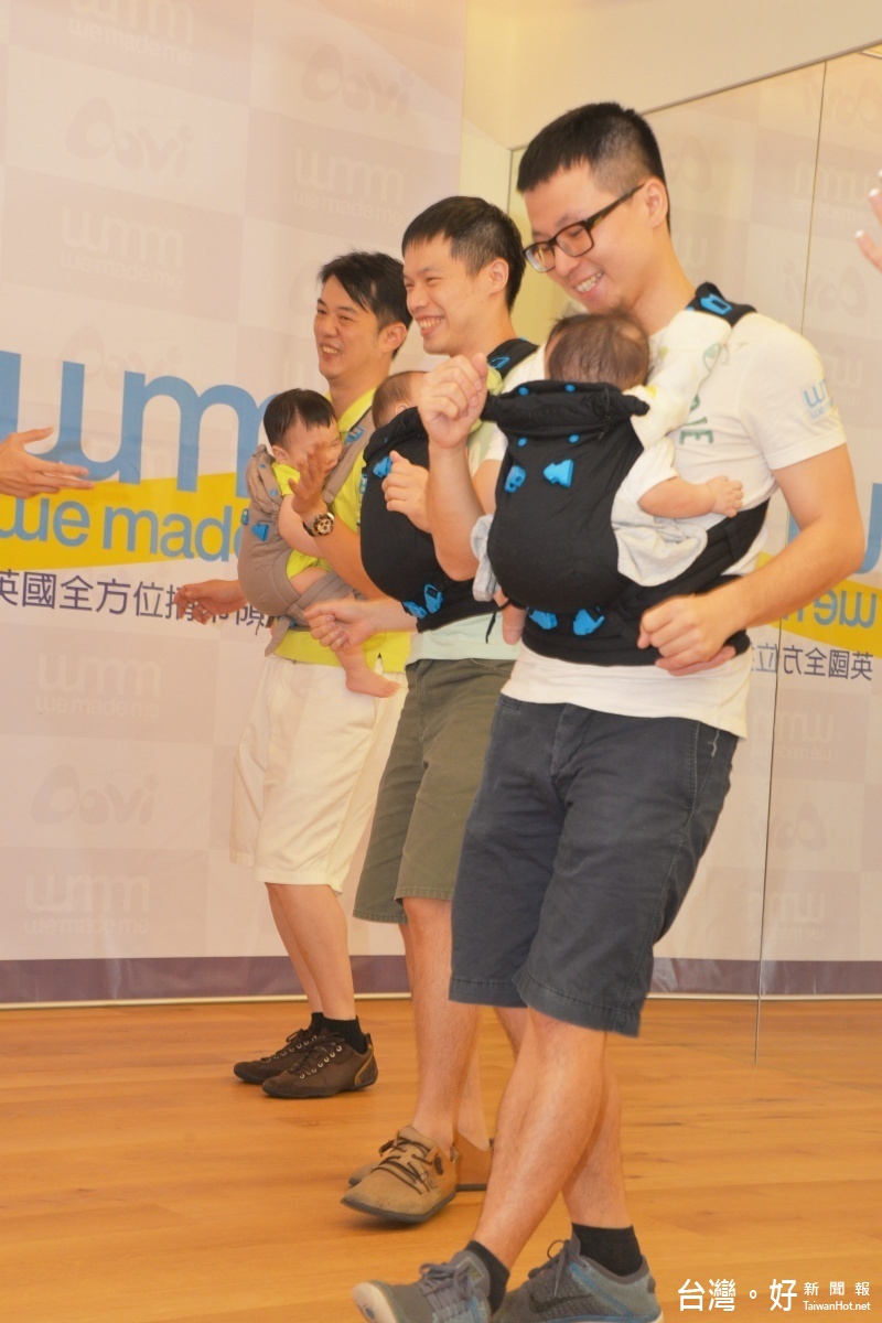 即便揹著小孩爸爸也能輕鬆運動健身。(圖/馨力陽提供)
