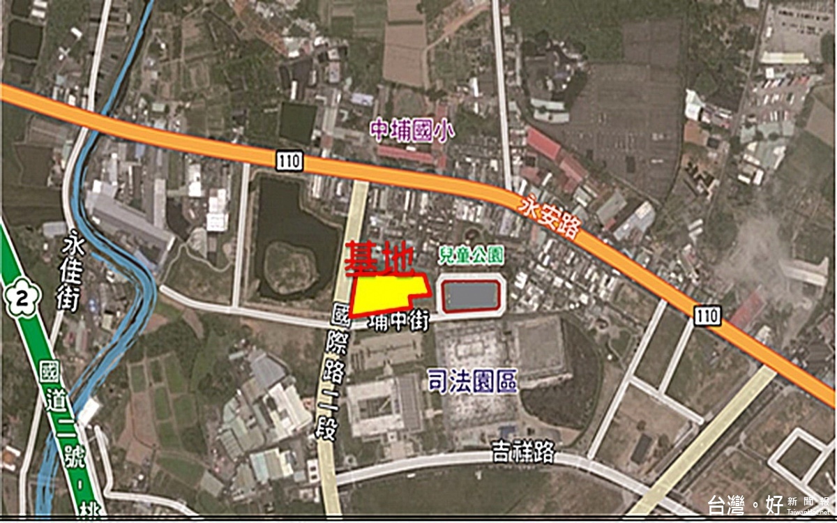 桃園中路開發區國際路二段上、司法園區旁之公營住宅四號基地。