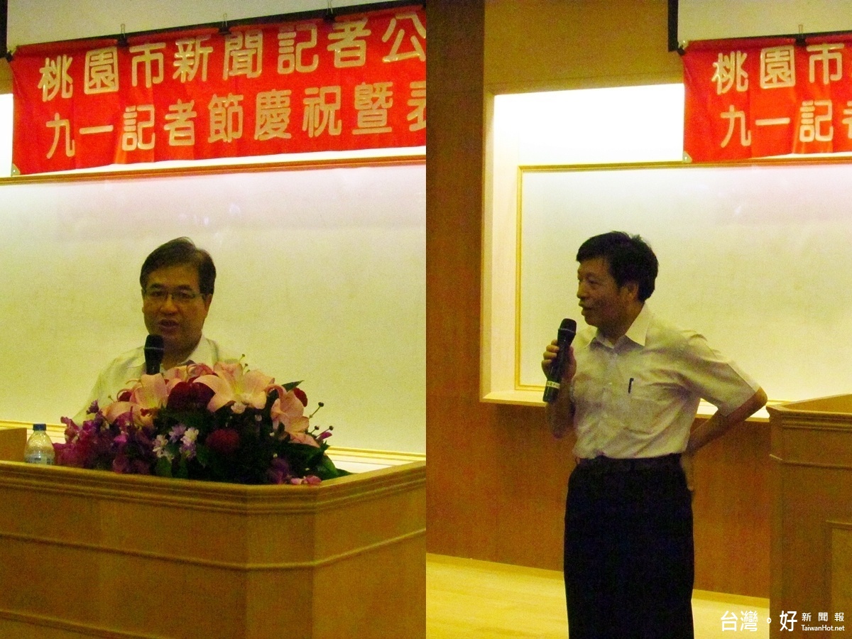 桃園市副長游建華也代表市長鄭文燦出席致詞指出,記者公會在陳中興理事長領導下,媒體和諧,並協助市政的報導與推動 立委鄭寶清也感謝媒體,讓他最近讓頻頻曝光,原因是他任職交通委員,已爭取到鐵路地下化的執行與捷運綠線的開工