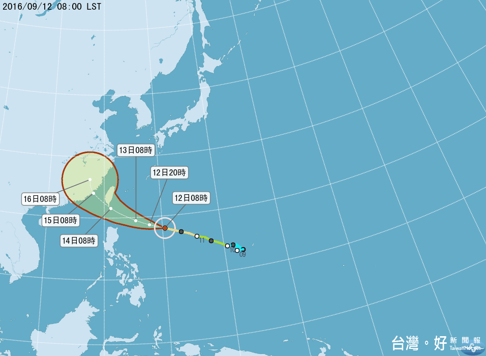 颱風莫蘭蒂各國路徑預測 中秋前後影響最明顯(圖/中央氣象局)