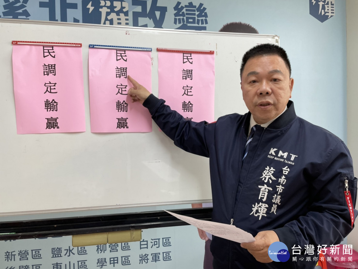 國民黨桃園市長提名引發爭議，台南市議員蔡育輝力挺羅智強，認為應該透過黨內初選決定，不能將人任意排除。(蔡育輝服務處提供)