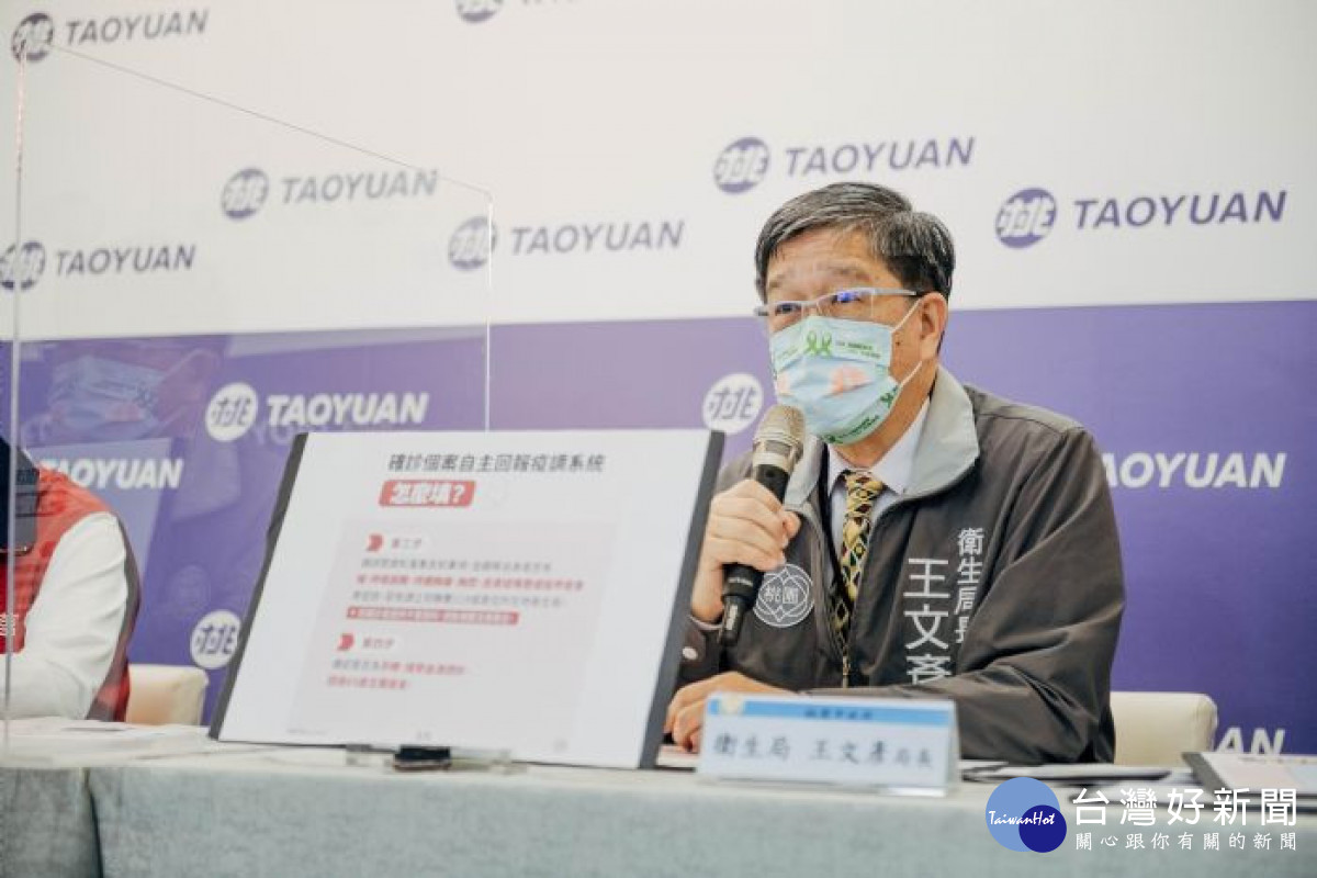 衛生局長王文彥解說「確診個案自主回報疫調系統」填報步驟。