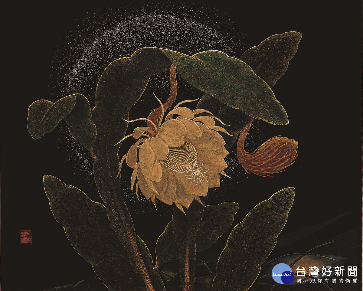 人間國寶的百歲漆藝大師王清霜作品《月下美人》。