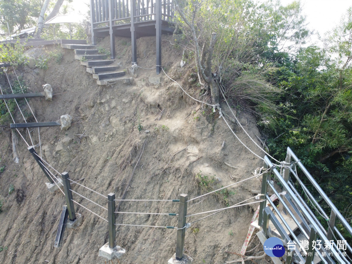 台中潭子新田3號登山步道去年7、8月間因豪雨造成邊坡坍塌。