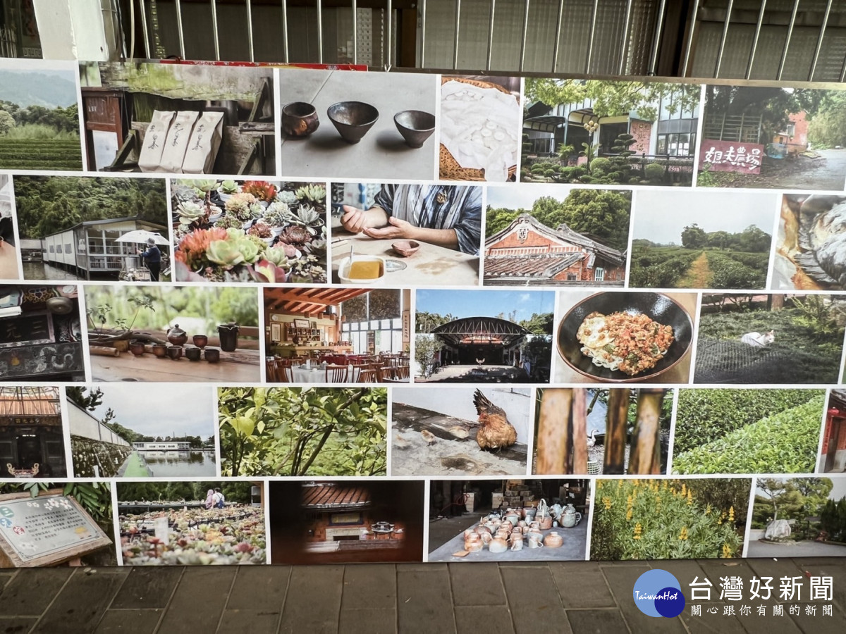 龍潭三和三元宮前「閱過中原」設計展，中原商設以大學社會責任呈現農村美好。<br />
<br />
