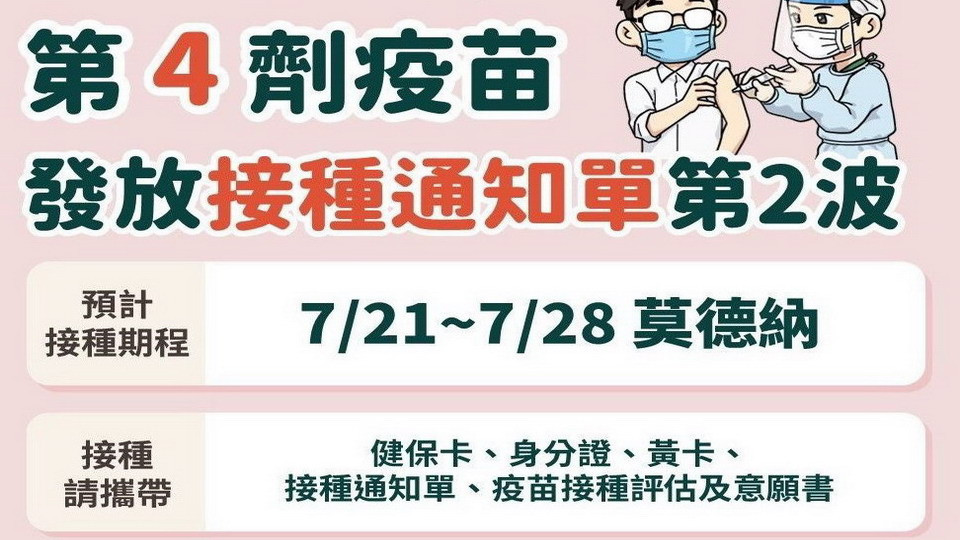 ▲7/22起，高市第4劑接種擴大至50歲以上者。<br />
