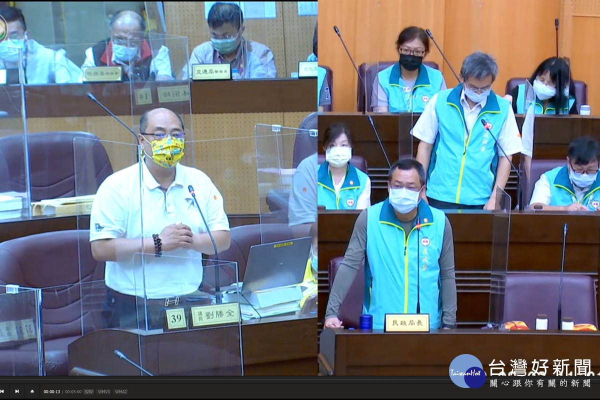 針對蘆竹區等5個市民活動中心，桃園市議員劉勝全於議事堂上提出質詢。
