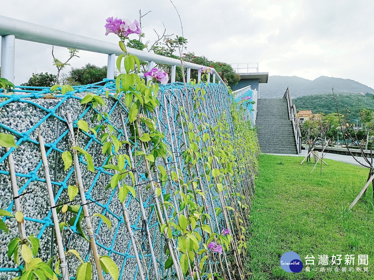 行政中心增加建物牆面立體綠化，推行建築降溫節能，提供自由休憩的永續空間