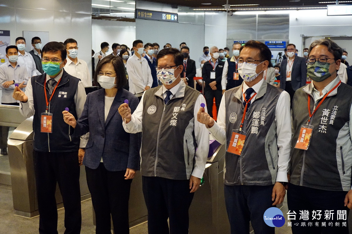 蔡英文總統視察「桃園機場捷運延伸線A22站」。<br />
