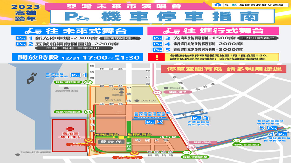 ▲31日輕軌夢時代、凱旋中華站17時後實施不上、下客。