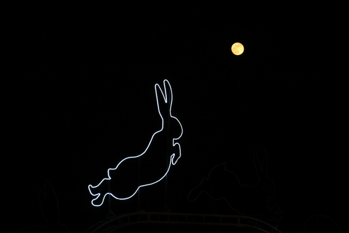 麗寶OUTLET光之躍兔只到2月28日，相當適合遊客提燈來賞兔。