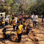 學童將紅茶樹苗化為「紅紅芯光」託付土地，種下紅茶樹苗。