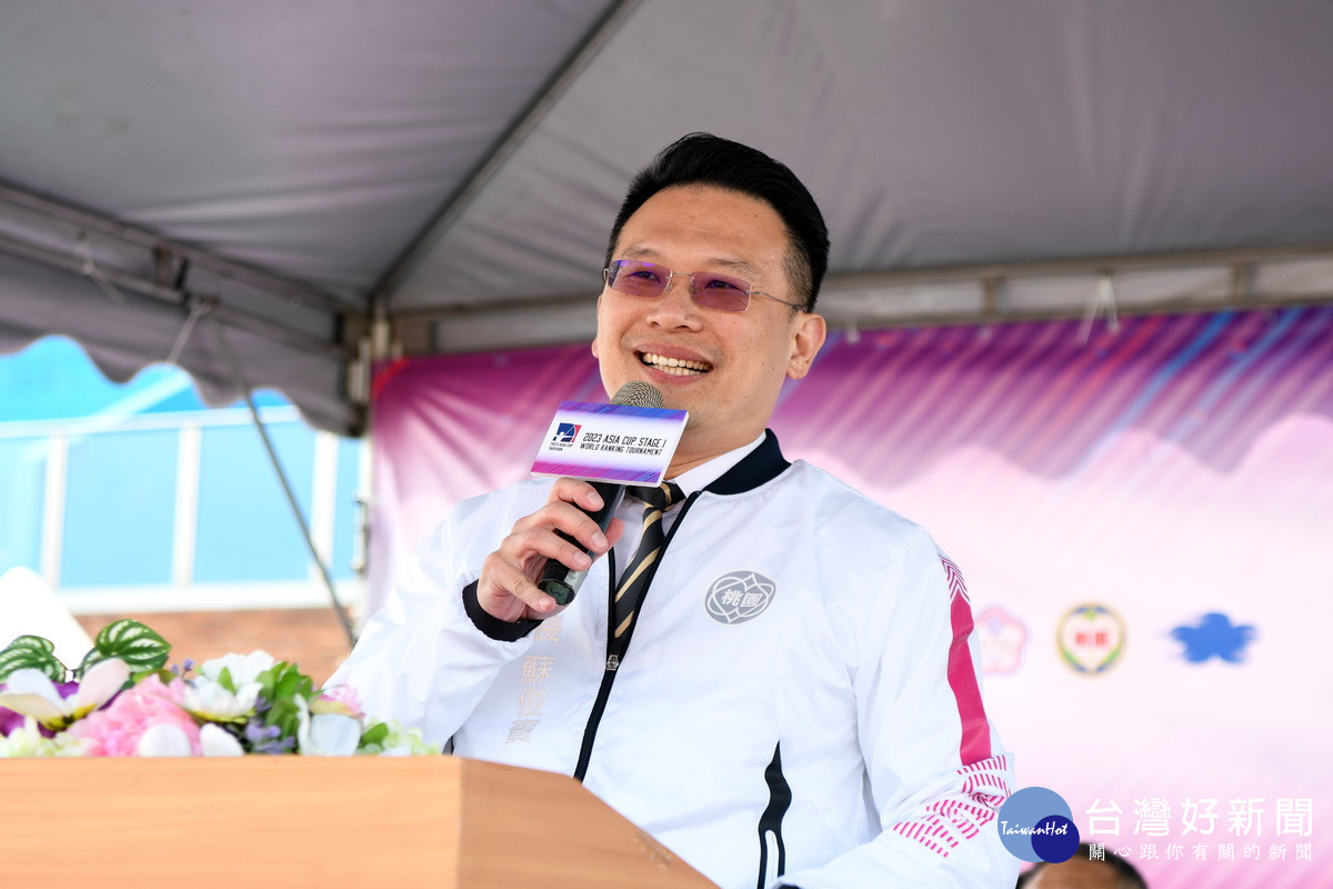 桃園市副市長蘇俊賓於「2023亞洲盃射箭賽第一站暨世界排名賽」開幕式中致詞。