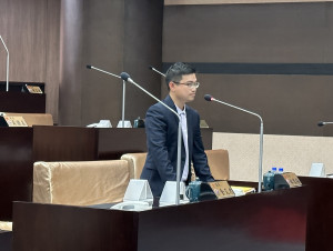 林儒暘議員主張運用多元管道宣傳南投好山水。（記者扶小萍攝）
