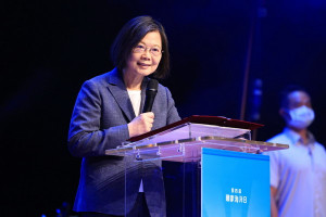 ▲總統蔡英文出席「2023國家海洋日慶祝典禮」暨「海安11號演習」。（圖／記者 許高祥 翻攝）
