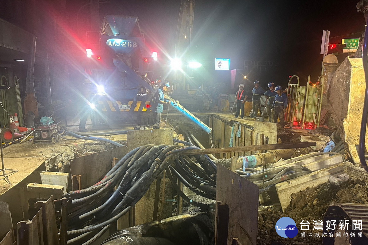 台水管線遷移工程，市府捷運工程局調整車站施工順序，大幅減少施工停水時間。