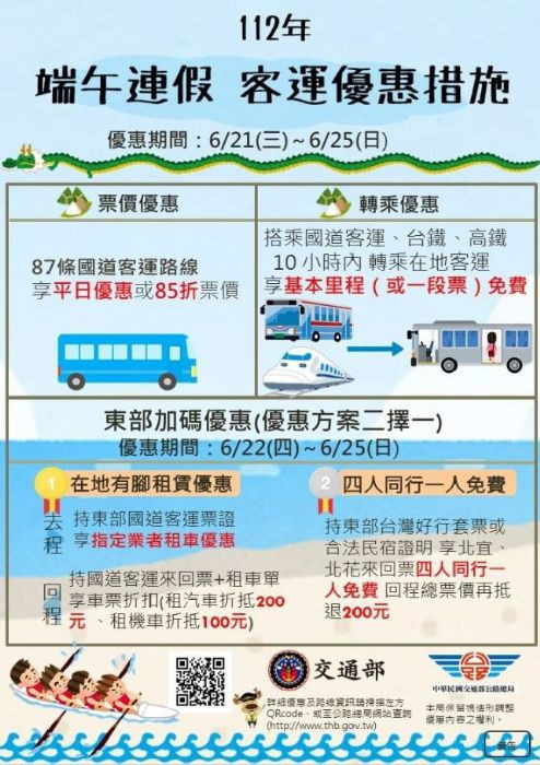 端午連假返鄉　搭乘公共運輸享優惠