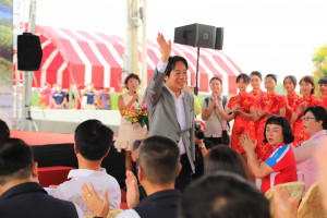 賴清德參加六興橋通車典禮，感謝媽祖庇佑讓新橋順利完工／陳致愷翻攝