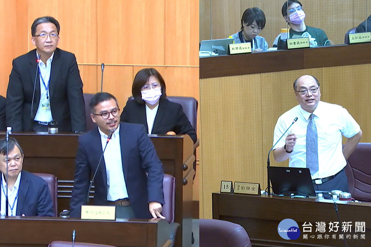 針對捷運綠線G12、G13A周邊土地開發範圍檢討重新規劃案，桃園市議員劉勝全質詢都發局長江南志。<br />
