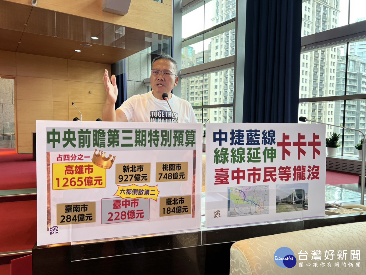 國民黨議員陳成添呼籲中央別再卡藍線及綠線延伸大坑