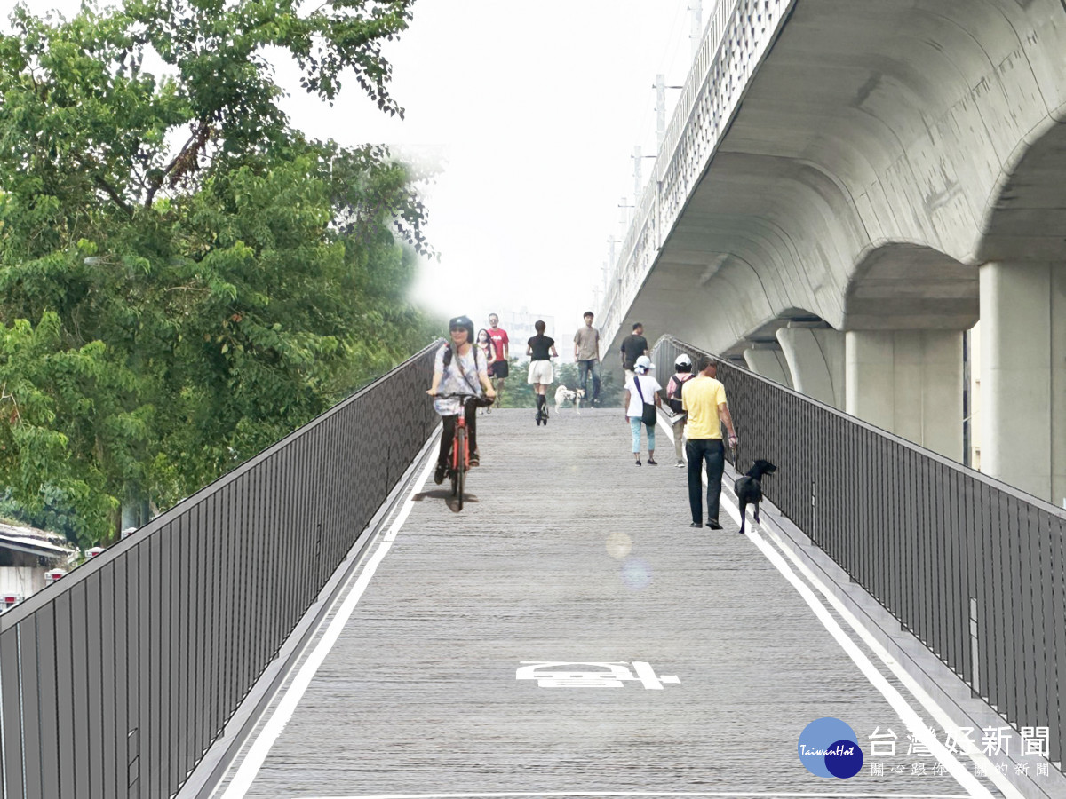 潭子環中東路自行車跨橋工程模擬圖。