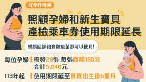 ▲高市113年福利再升級，產檢乘車券使用期限延長至寶寶出生後6個月。