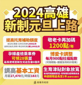 ▲高市府惠民政策元旦上路。