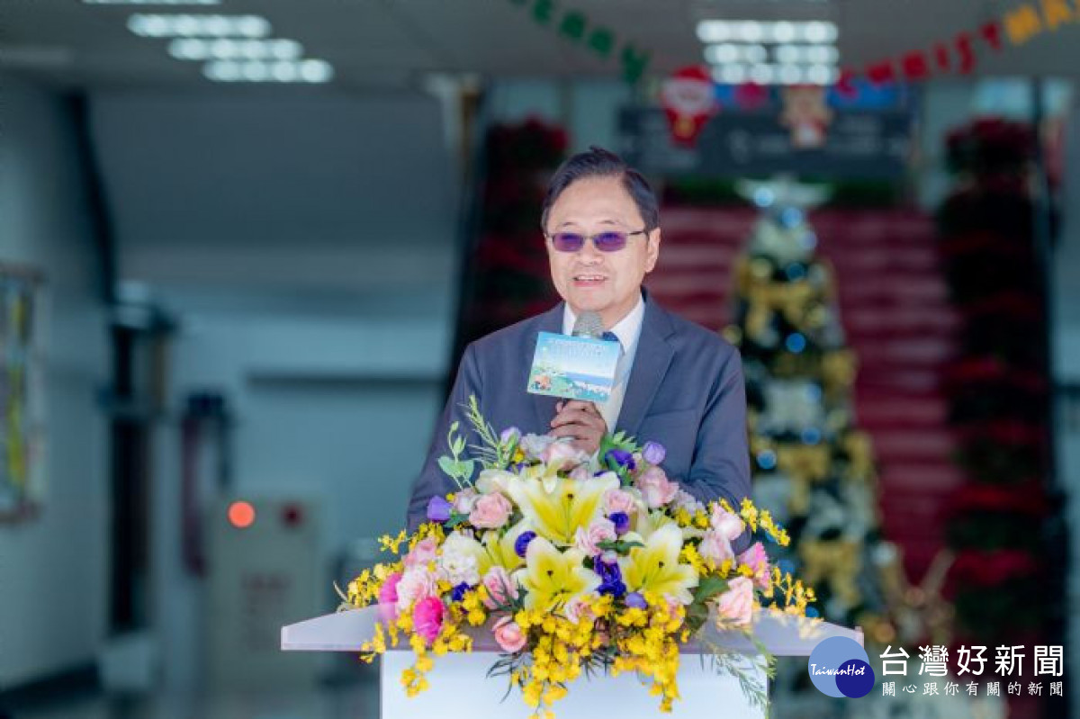 桃園市長張善政致詞。<br />
