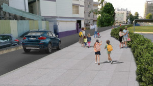 ▲橋頭區仕隆國小拆除圍牆後完工模擬圖。