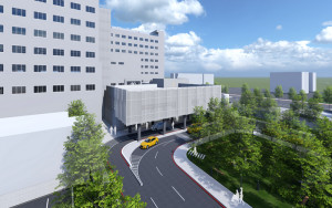 ▲聯合醫院新建北側大廳完成結構體預計明年中開放，提供醫學中心等級服務交通動線更便利。