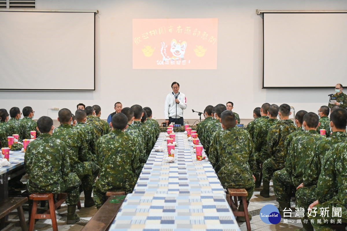 桃園市長張善政於「桃園市113年春節勞軍活動」中致詞。<br />
