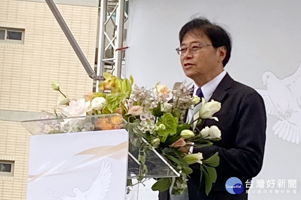 桃園市長張善政於「桃園市228事件77週年紀念追思」活動中致詞。