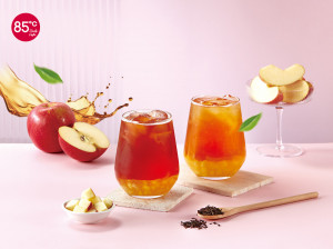 3/14白色情人節， 85℃推出蘋果紅茶和蘋果青茶第二杯半價優惠。(圖片：業者提供)