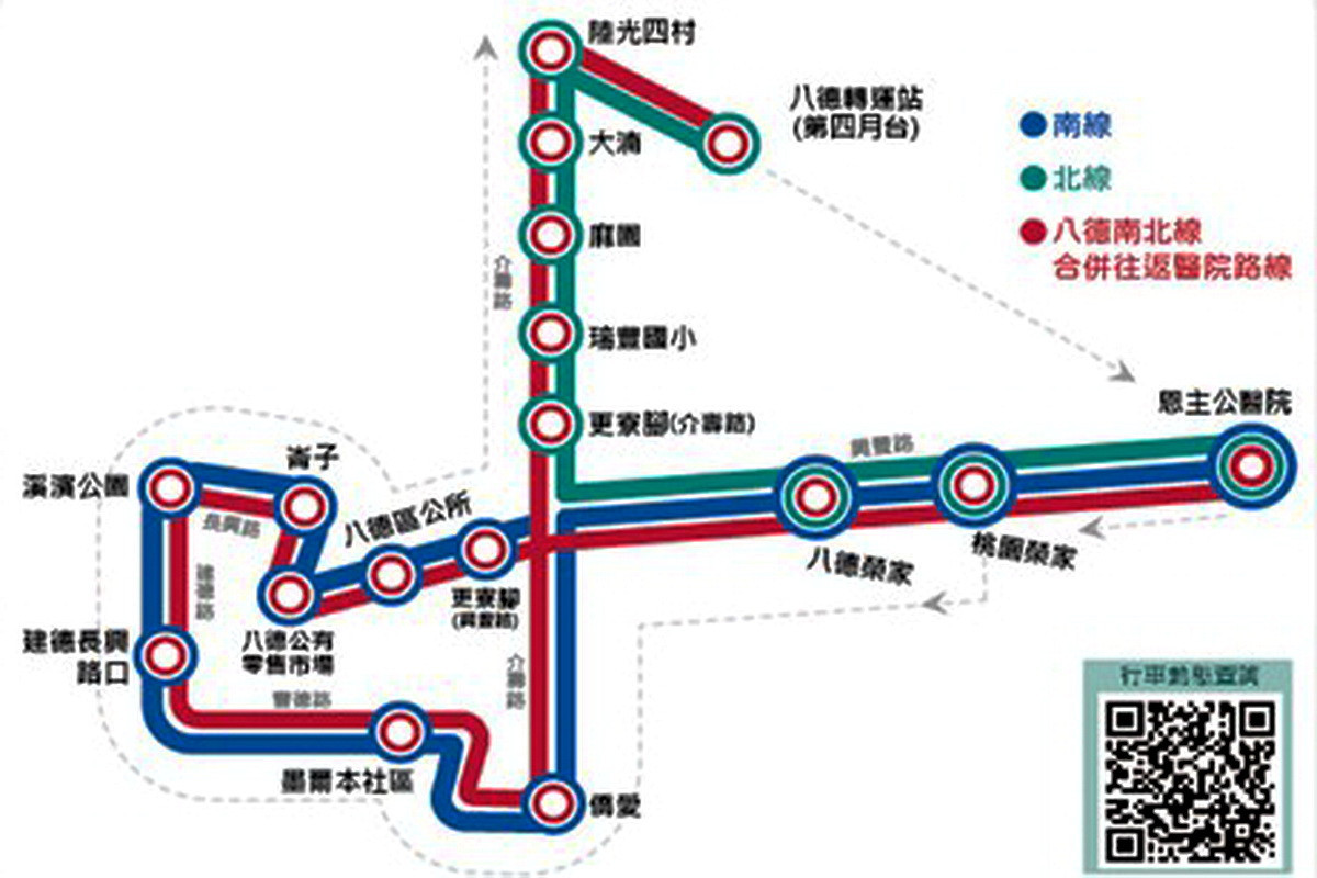 「恩主公醫院醫療專車」路線圖。