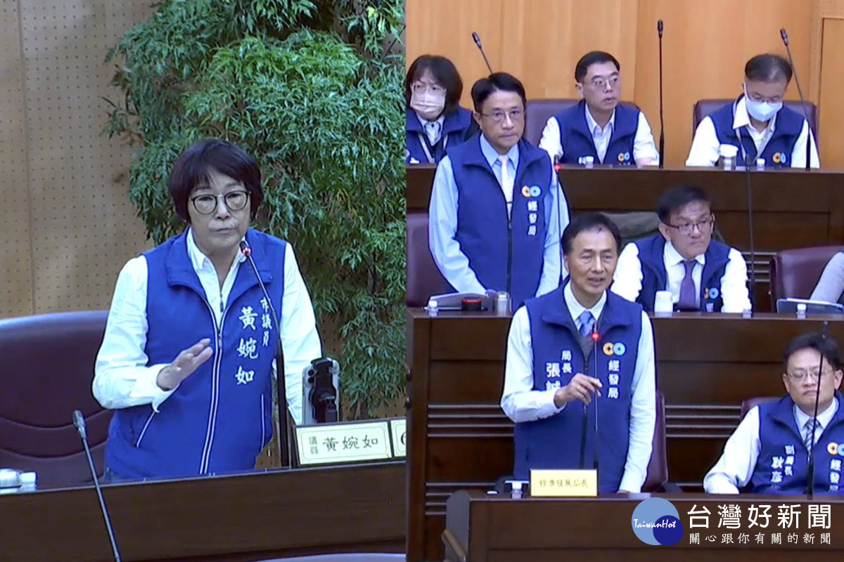 針對虎頭山創新園區自駕車研發，桃園市議員黃如質詢經發局長張誠。<br />
