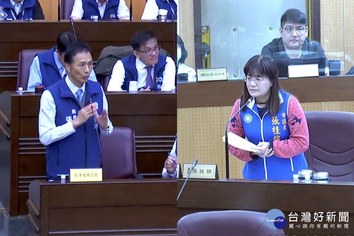 針對虎頭山創新園區自駕車研發，桃園市議員黃如質詢經發局長張誠。<br />
