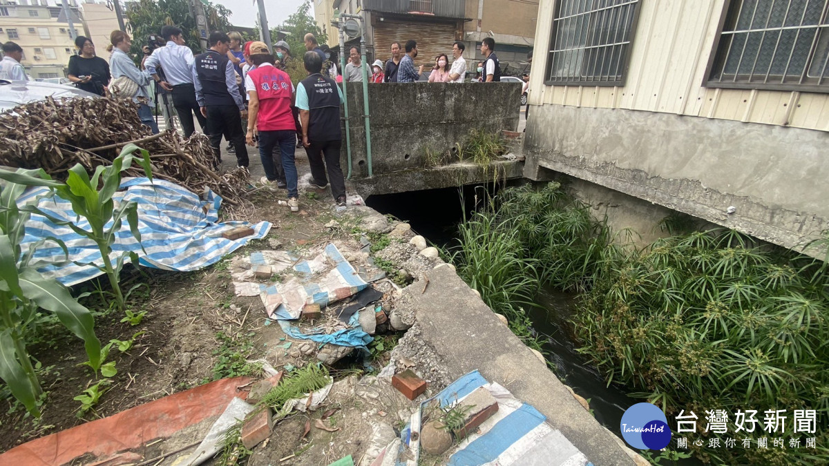 台中神岡西汴幹線三分溝分線多處護岸崩塌掏空，危及鄰宅地基