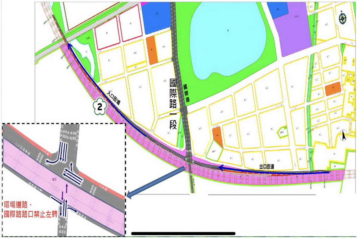 「國道2號增設中路交流道」計畫位置圖。