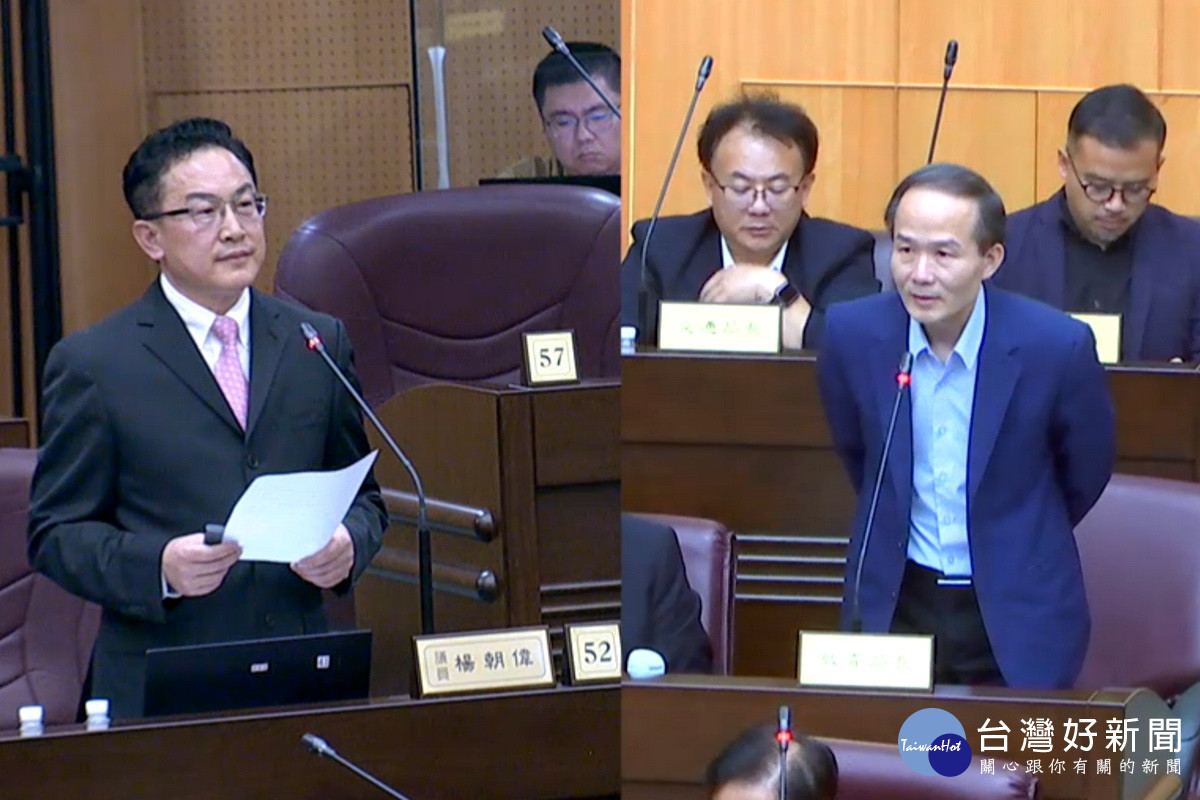 針對國小學童行為偏差，桃園市議員楊朝偉質詢桃園市政府教育局長劉仲成。