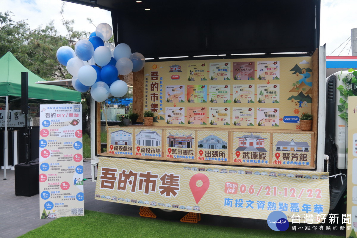 宣導南投假日市集可逛街各據點。（記者扶小萍攝）
