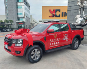 允強實業捐贈「消防警備車1輛」強化彰化消防後勤。圖／記者鄧富珍翻攝
