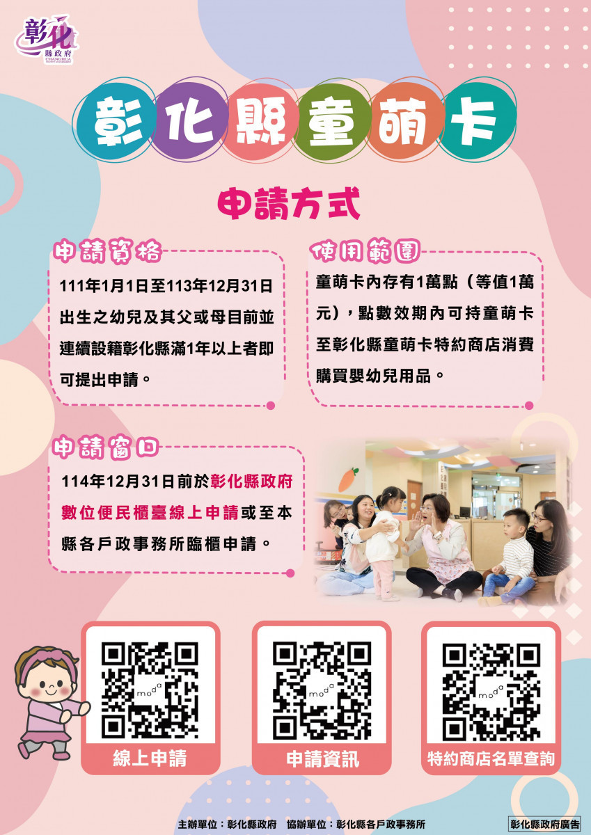 彰縣首創發行童萌卡，每卡「萬點」拚生育拚經濟。圖／記者鄧富珍攝