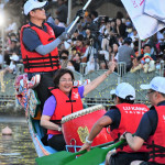 鹿港慶端陽「國際龍舟錦標賽」由中彰投友誼賽正式開鑼，體驗獨特節慶魅力。圖／記者鄧富珍翻攝