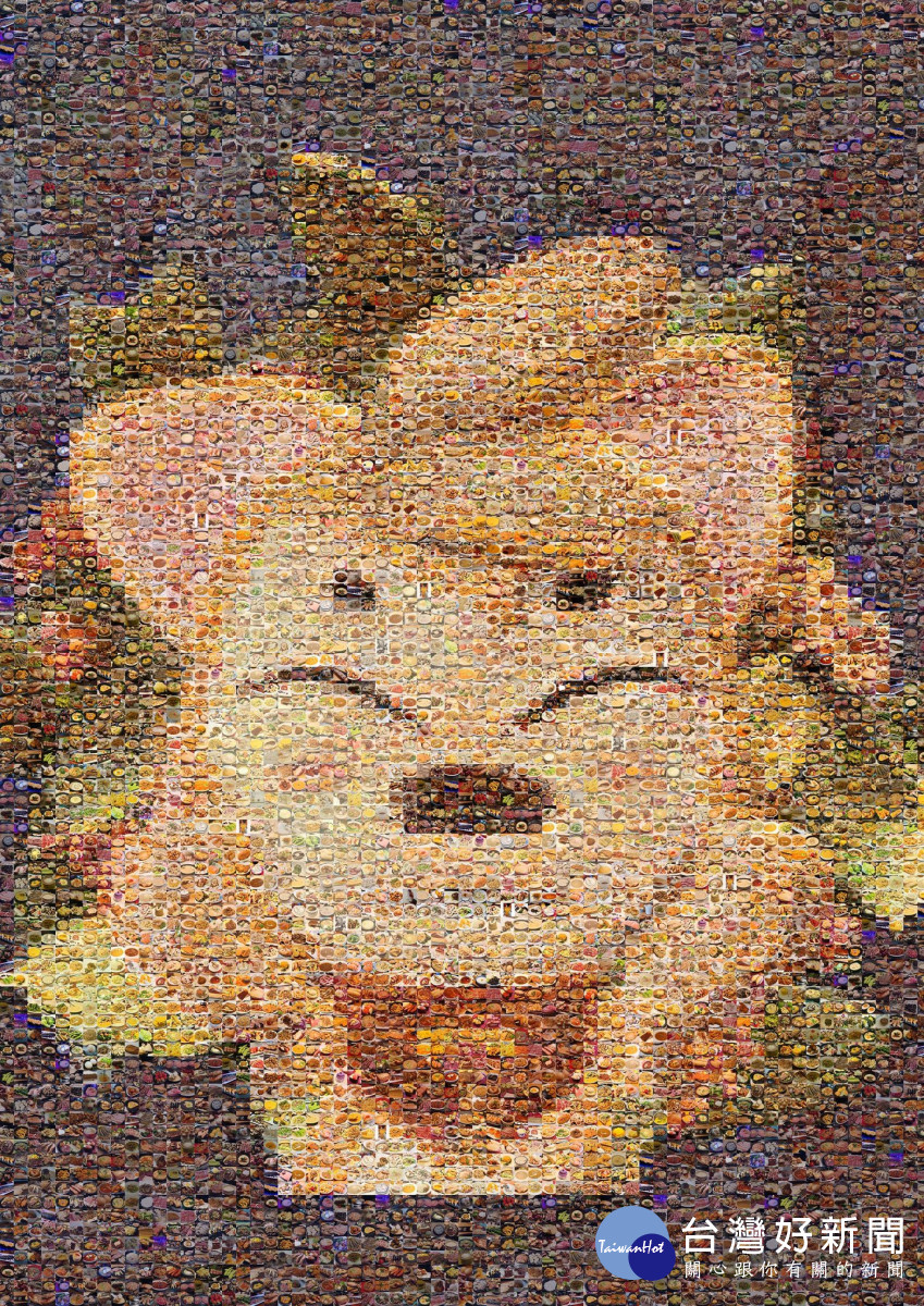 知名漫畫家劉明昆展出的作品「狐小子蒙太奇圖」。（弘光科大提供）