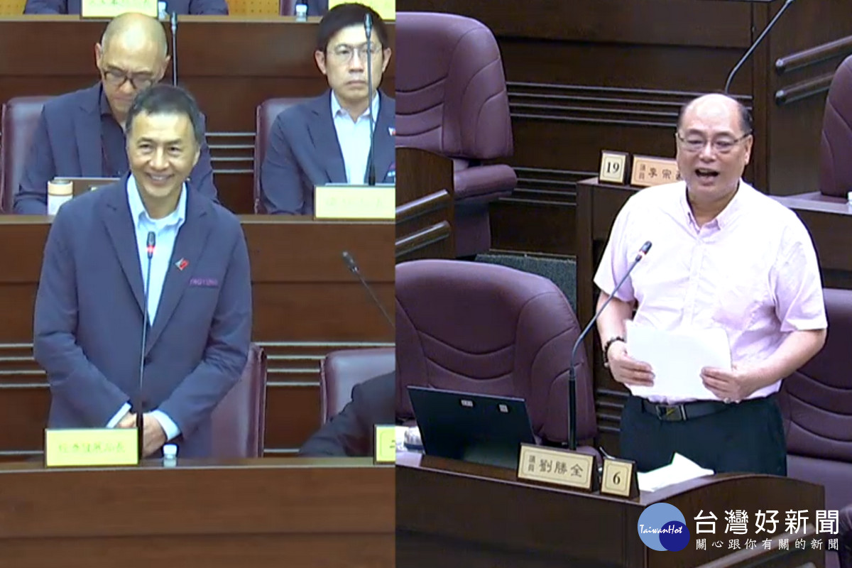 桃園市議員劉勝全質詢市府經發局長張誠。<br />
