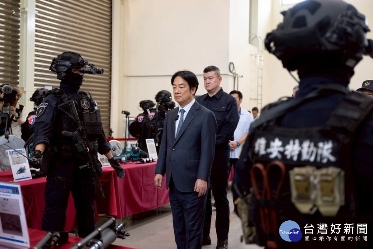 賴清德總統前往桃園視導「內政部警政署反恐訓練中心」。