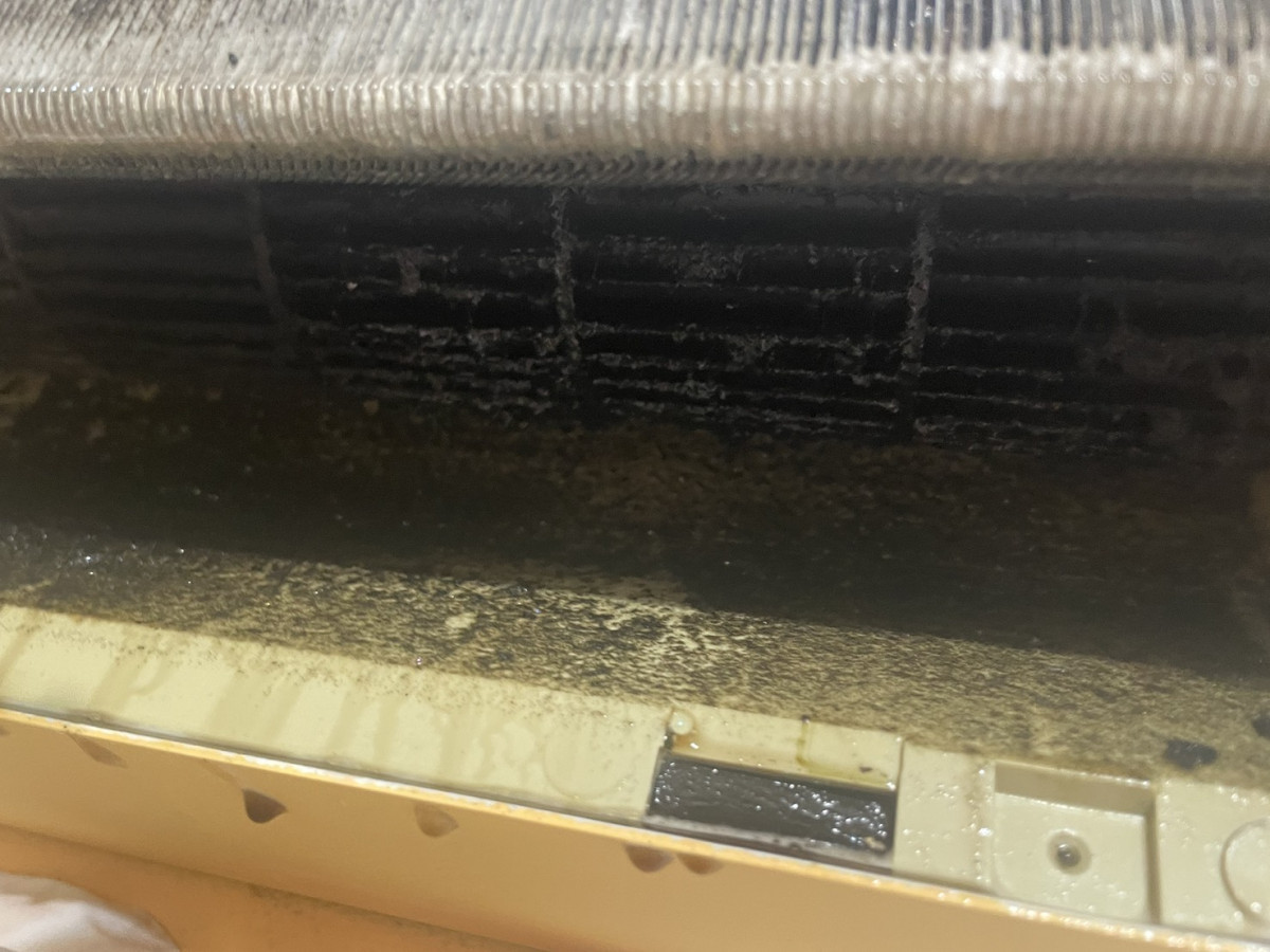 超過20年的老舊機器，一段時間沒有清潔保養下，室內機內不容易卡灰塵、棉絮甚至發霉，對呼吸道可能產生相當影響。