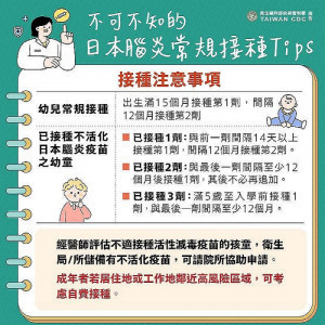 屏東出現2例日本腦炎病例　衛生局籲民眾落實防蚊並按時攜帶家中幼兒接種疫苗