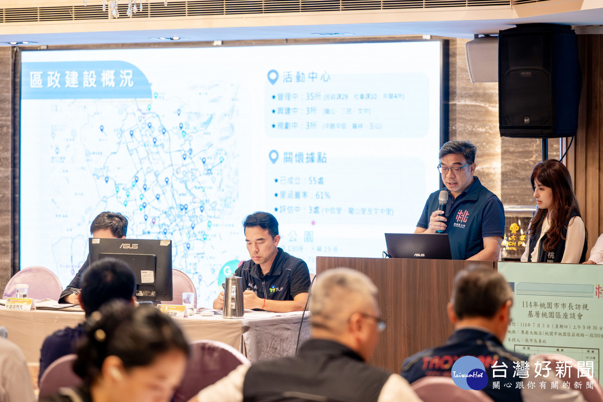 桃園區公所簡報區政建設。