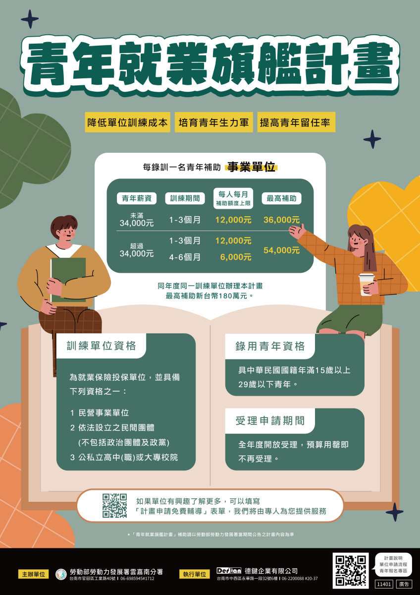勞發署雲嘉南分署於7/23在嘉義中油訓練所辦理「青年就業旗艦計畫」說明會，歡迎事業單位踴躍參加／南分署提供